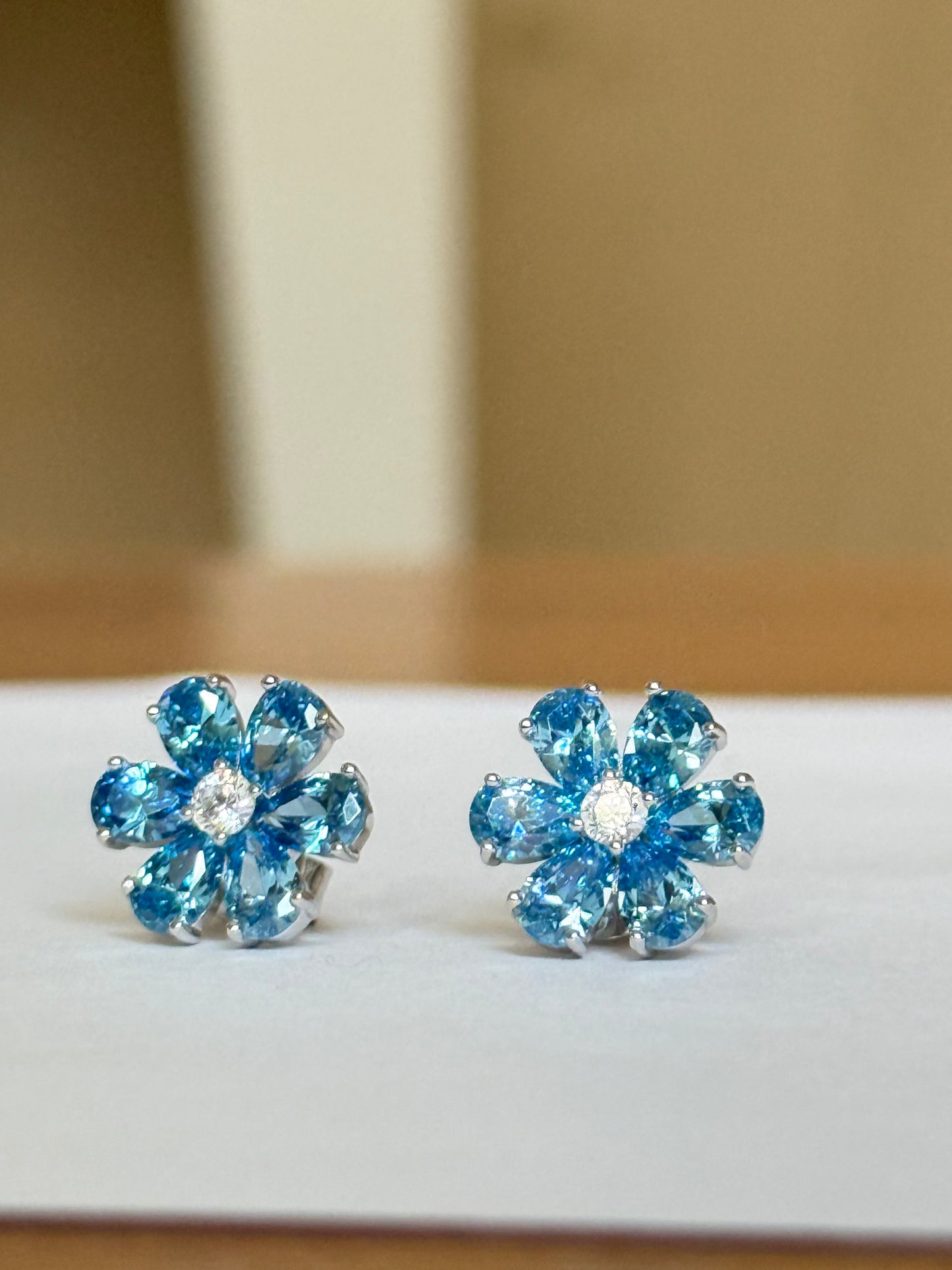 The Sistora 'Ocean Blossom' Blue Floral Studs (925 Silver)