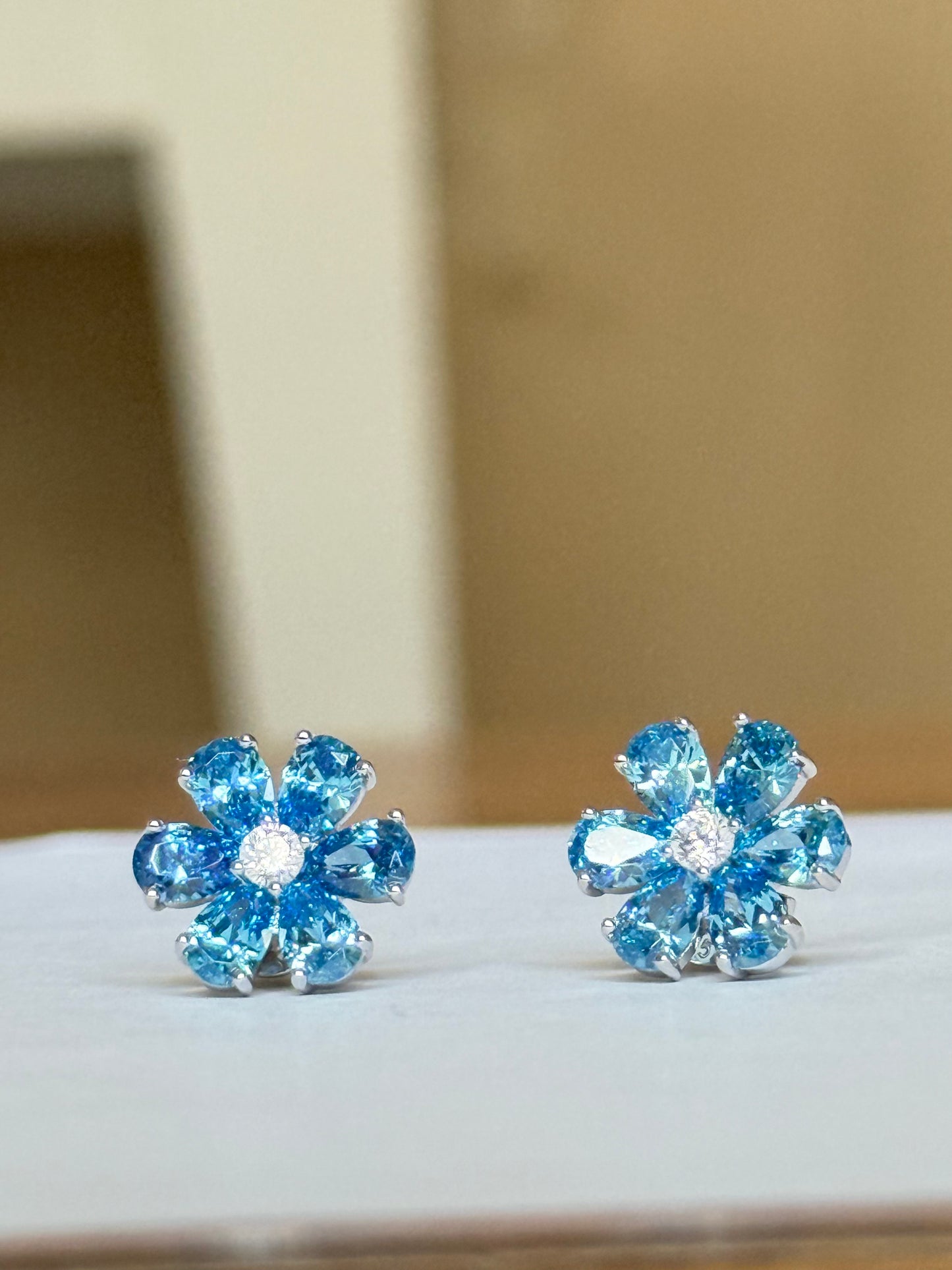 The Sistora 'Ocean Blossom' Blue Floral Studs (925 Silver)
