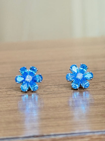 The Sistora 'Ocean Blossom' Blue Floral Studs (925 Silver)