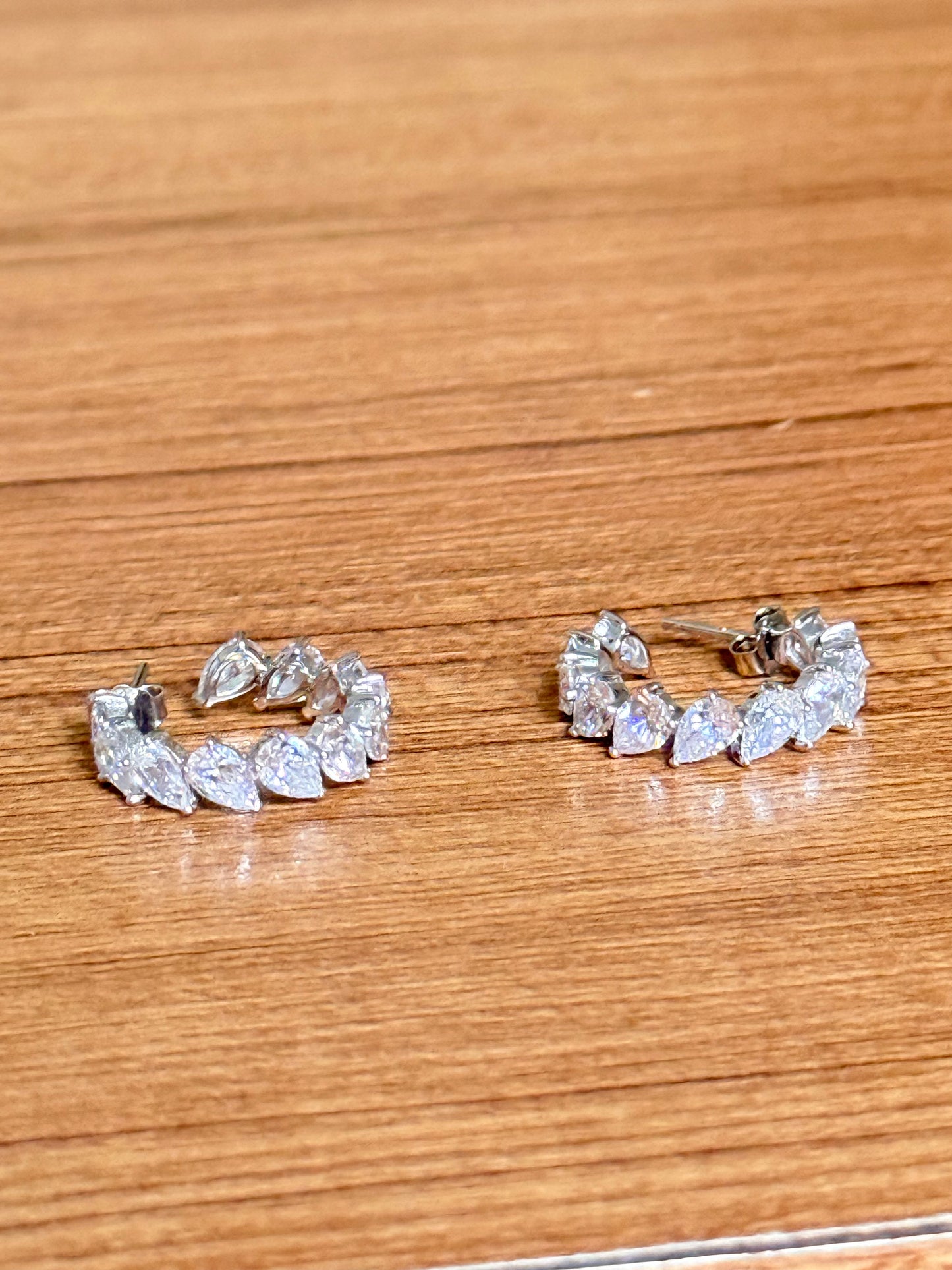 Sistora Ice Cut D Color Simulated Diamond Marquise J Hoop Earrings (925 Sterling Silver)