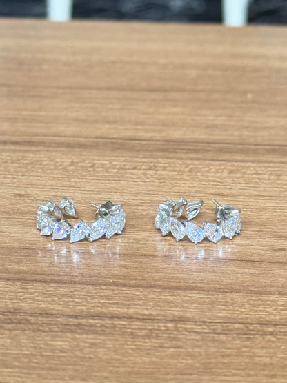 Sistora Ice Cut D Color Simulated Diamond Marquise J Hoop Earrings (925 Sterling Silver)