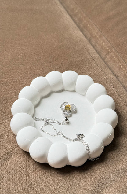 The Sistora 'Solar Blossom' Canary Yellow Baguette Flower Pendant (925 Silver)