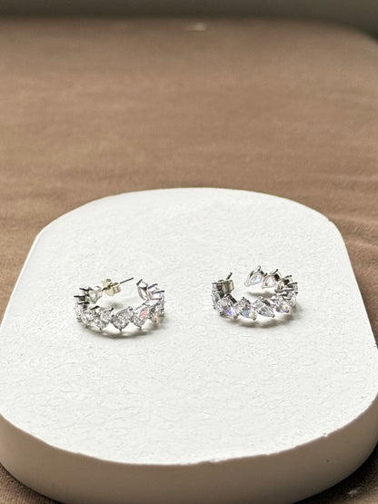 Sistora Ice Cut D Color Simulated Diamond Marquise J Hoop Earrings (925 Sterling Silver)