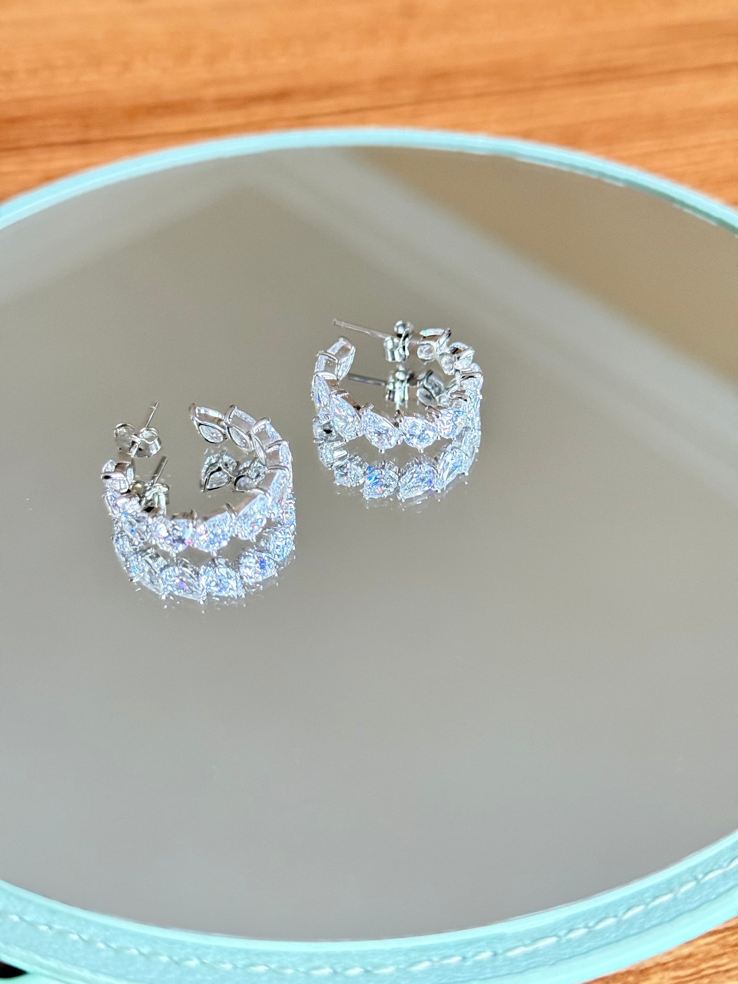 Sistora Ice Cut D Color Simulated Diamond Marquise J Hoop Earrings (925 Sterling Silver)