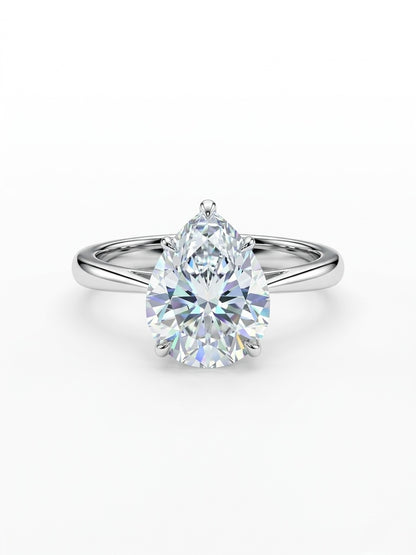 The Sistora 'Lunar Tear' Pear-Cut Moissanite Solitaire Ring (925 Silver)