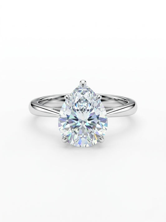 The Sistora 'Lunar Tear' Pear-Cut Moissanite Solitaire Ring (925 Silver)
