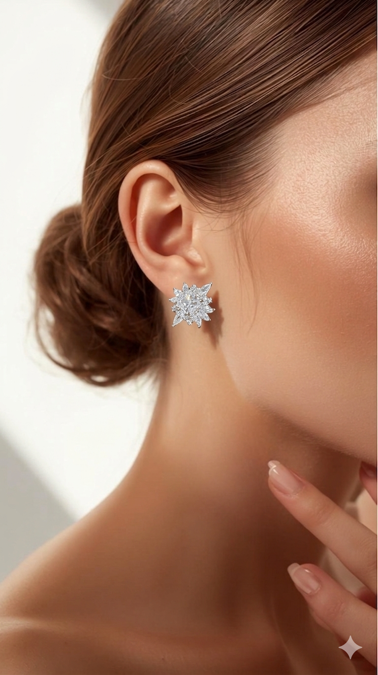 The Sistora 'Stellar Glare' Starburst Cluster Studs (925 Silver)