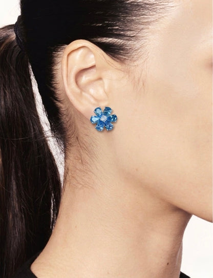 The Sistora 'Ocean Blossom' Blue Floral Studs (925 Silver)