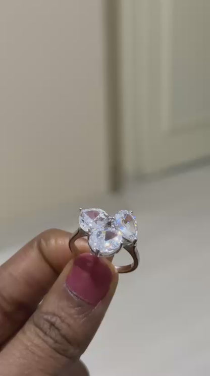 The Sistora Three-Stone Pear Ring