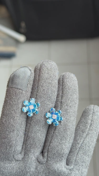The Sistora 'Ocean Blossom' Blue Floral Studs (925 Silver)